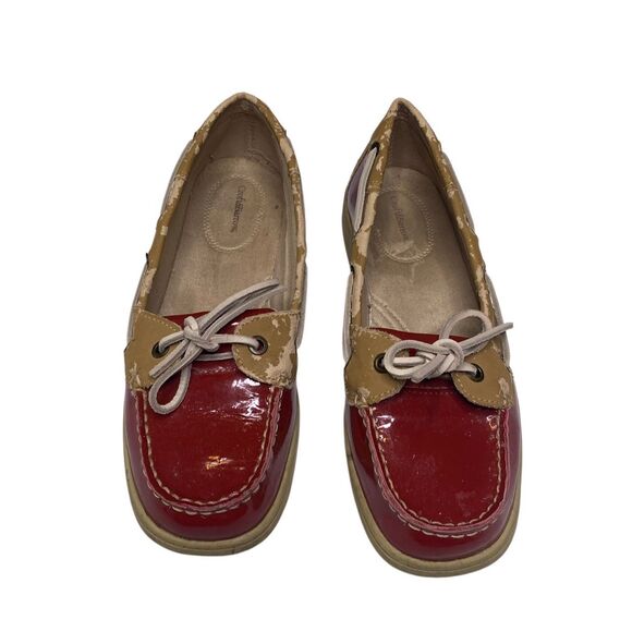 Croft & Barrow Womens 8 Classic Round Toe Red Tan Slip On Eyelet Boat Shoes - Picture 2 of 7